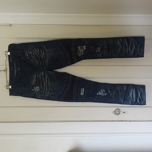 R. Sole Denim Moto Style Slim Fit Distressed Jeans Sz 34 x 32 - Picture 1 of 11